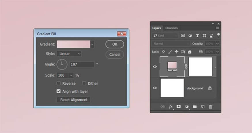 Create new fill or adjustment layer ở cuối bảng điều khiển Layers để thêm layer Gradient.